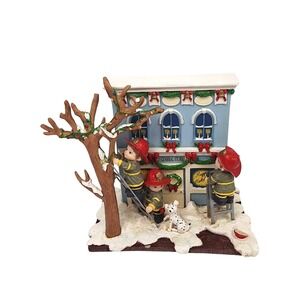 Christmas Village Firefighters Decorating General Store Figurine Holiday Decor
